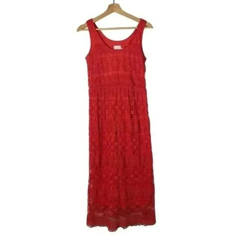 ASOS Maternity Red Lace Fit & Flare Maxi Dress 6
